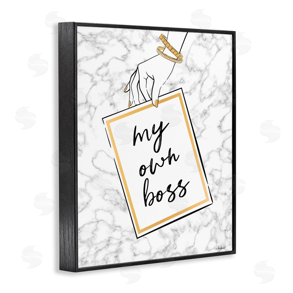 My Own Boss Phrase Black Frame Print Wall Art, Home Decor by Martina Pavlova