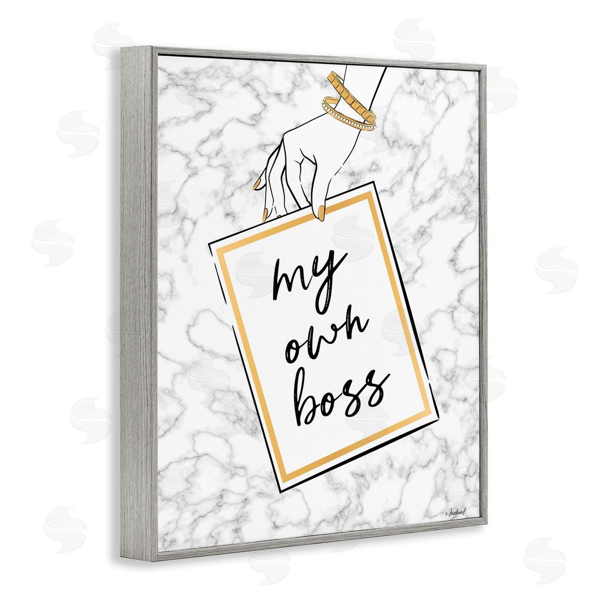 My Own Boss Phrase Grey Frame Print Wall Art, Home Decor by Martina Pavlova