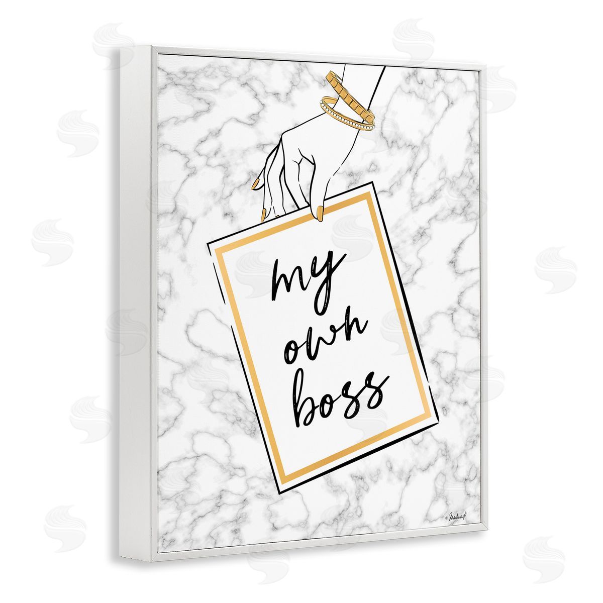 My Own Boss Phrase White Frame Print Wall Art, Home Decor by Martina Pavlova