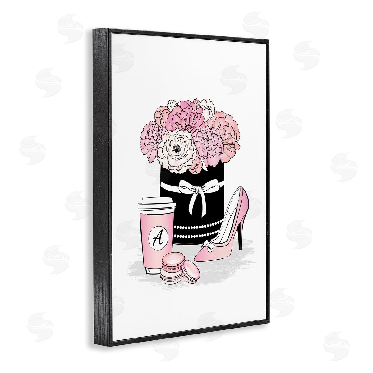 Pastel Fashion Accessories Black Frame Print Wall Art, Home Decor by Martina Pavlova