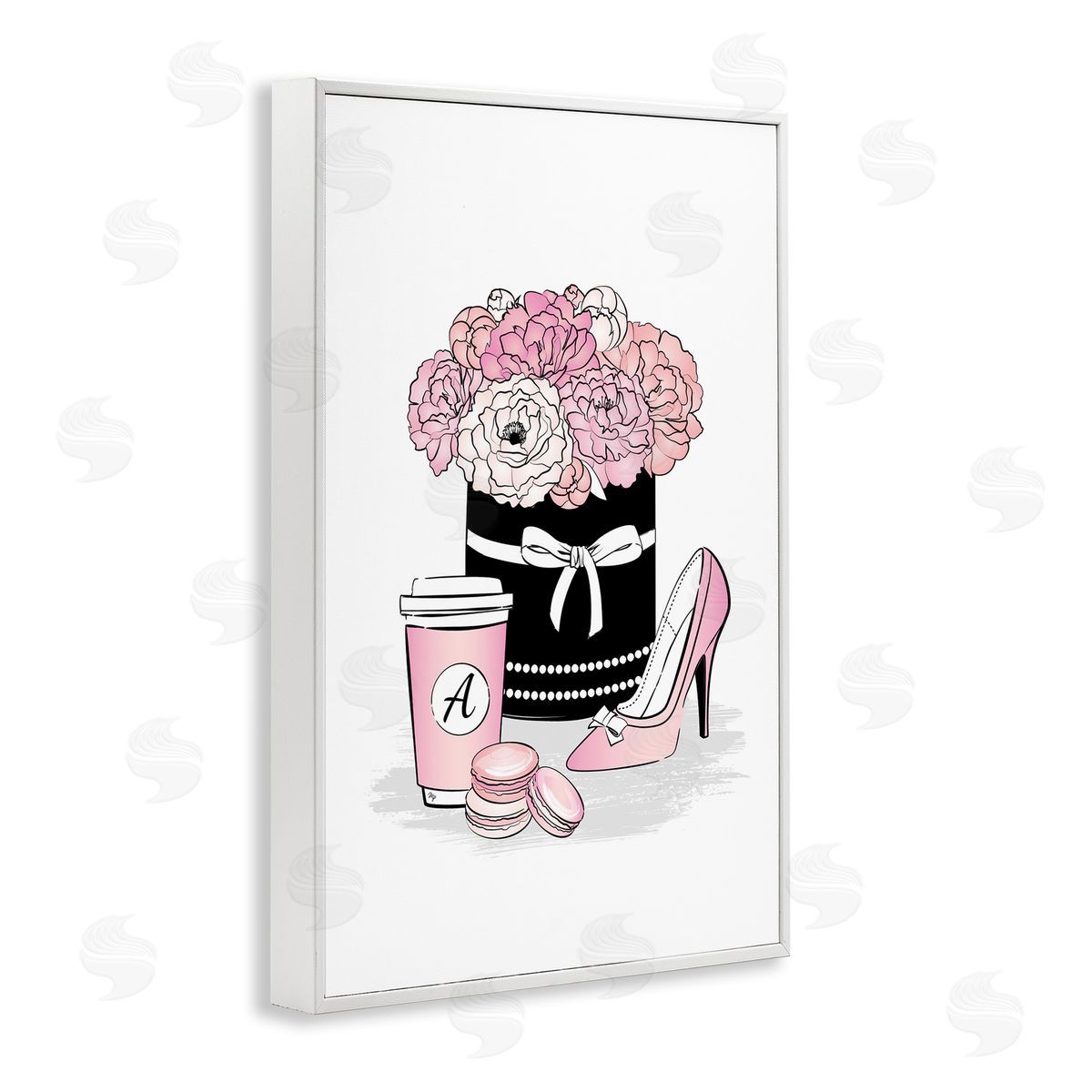 Pastel Fashion Accessories White Frame Print Wall Art, Home Decor by Martina Pavlova