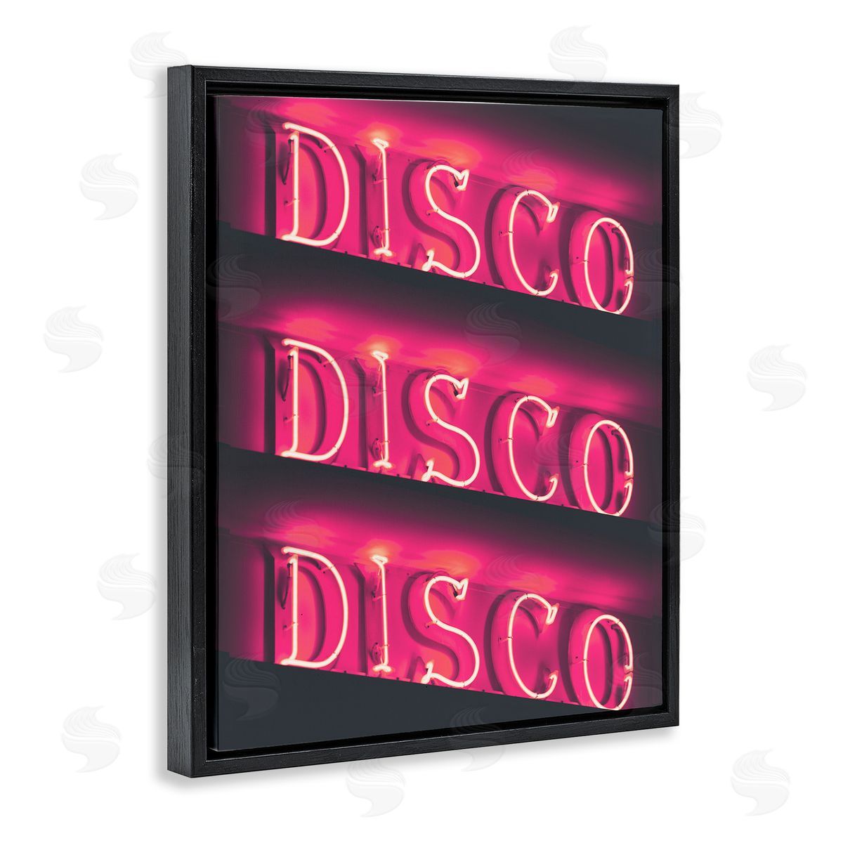 Pink Disco Neon Lights Black Floating Frame Canvas Wall Art, Home Decor by Stupell Studio