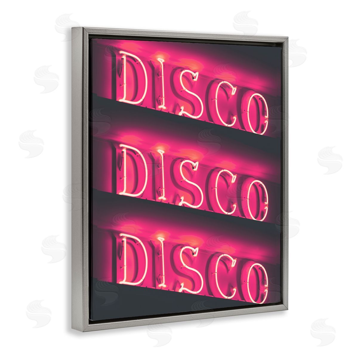 Pink Disco Neon Lights Grey Floating Frame Canvas Wall Art, Home Decor by Stupell Studio