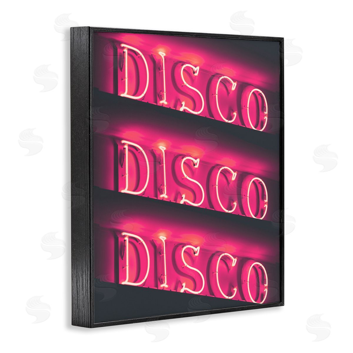 Pink Disco Neon Lights Black Frame Print Wall Art, Home Decor by Stupell Studio