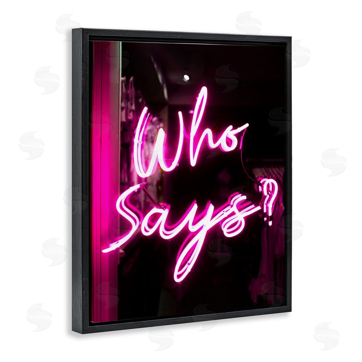 Pink Neon Who Says Black Floating Frame Canvas Wall Art, Home Decor by Stupell Studio