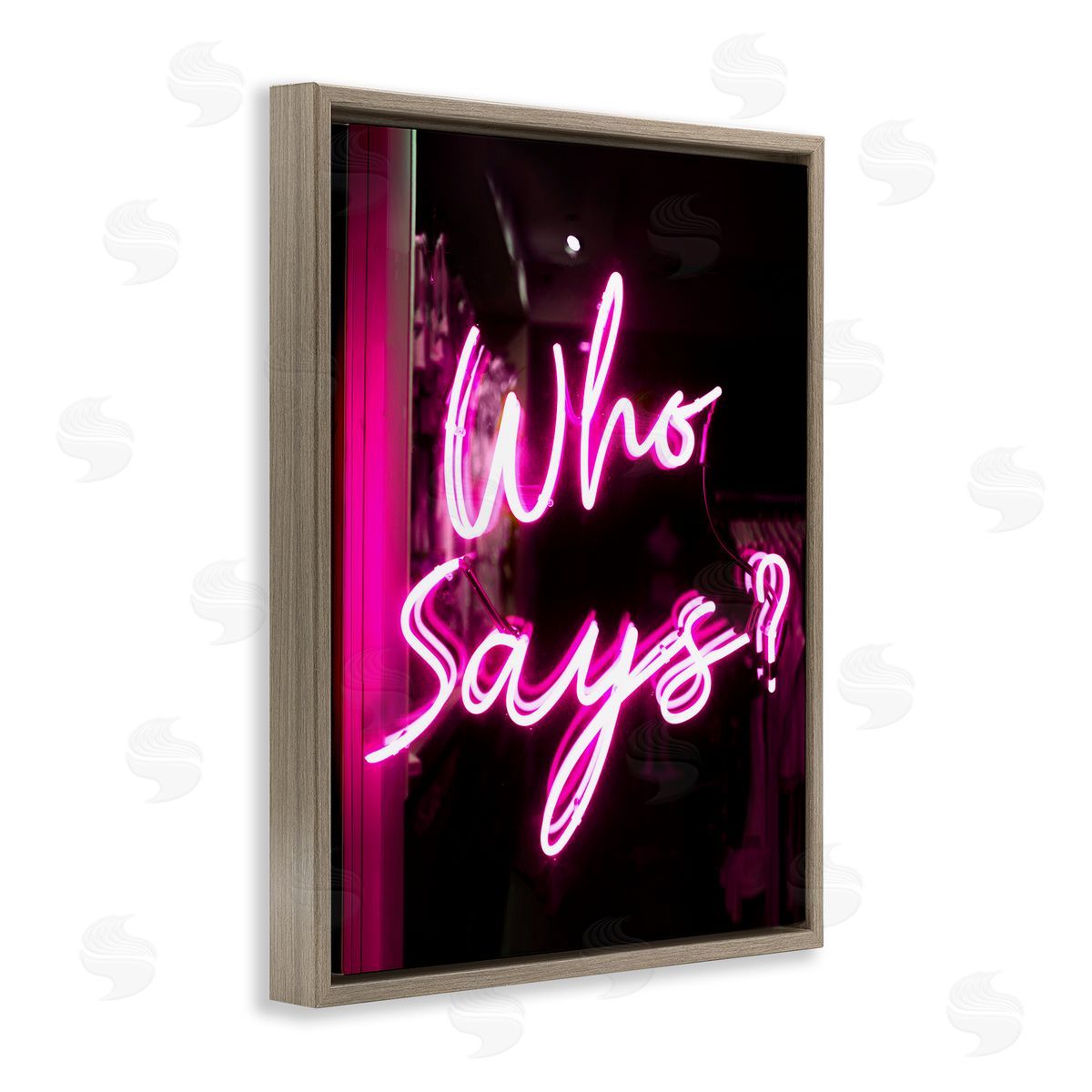 Pink Neon Who Says Brown Floating Frame Canvas Wall Art, Home Decor by Stupell Studio