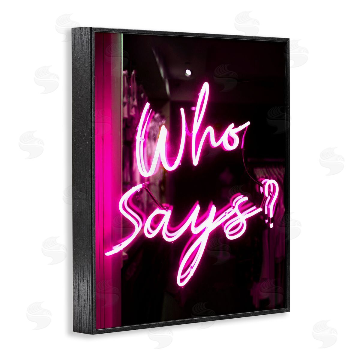 Pink Neon Who Says Black Frame Print Wall Art, Home Decor by Stupell Studio