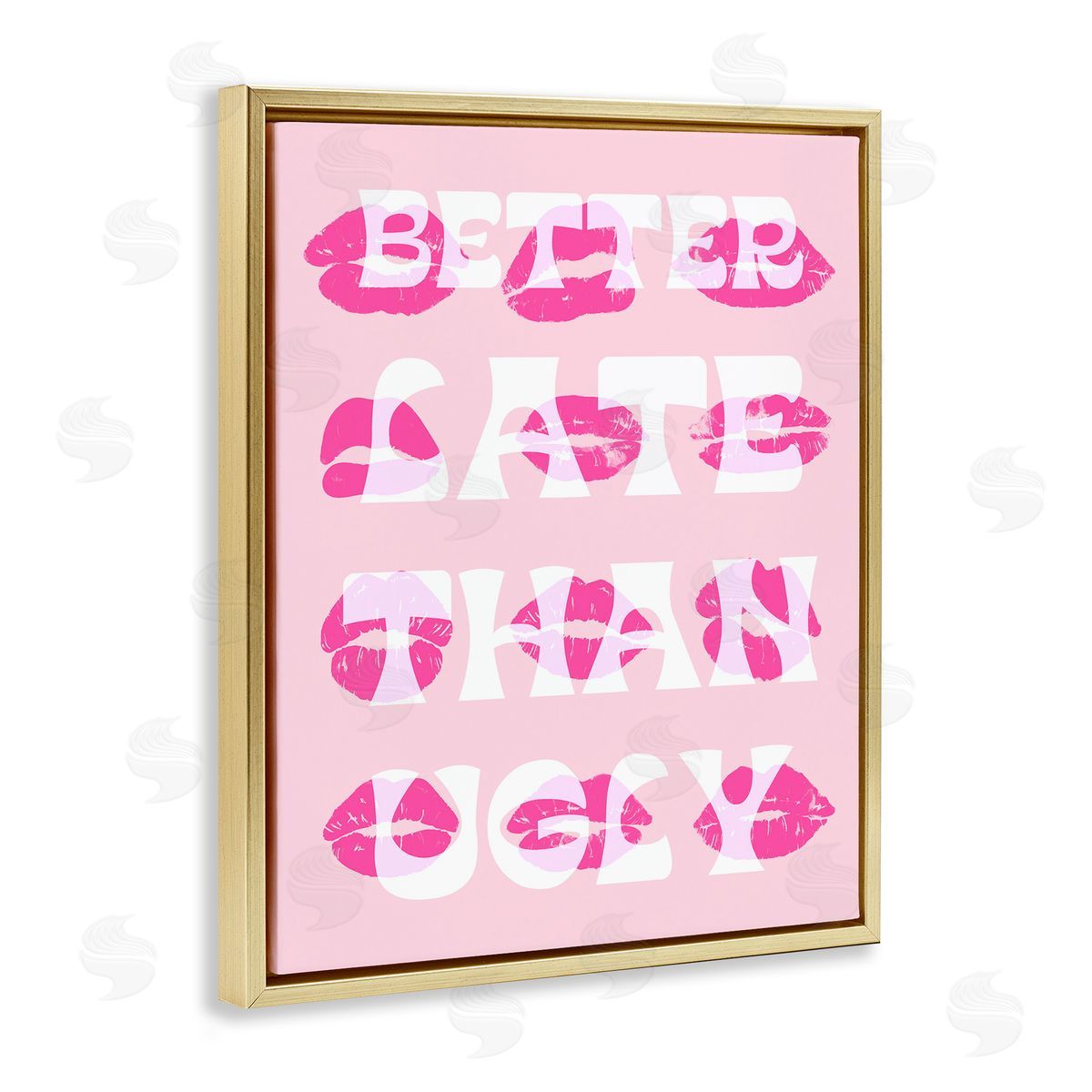 Better Late Than Ugly Gold Floating Frame Canvas Wall Art, Home Decor by Stupell Studio