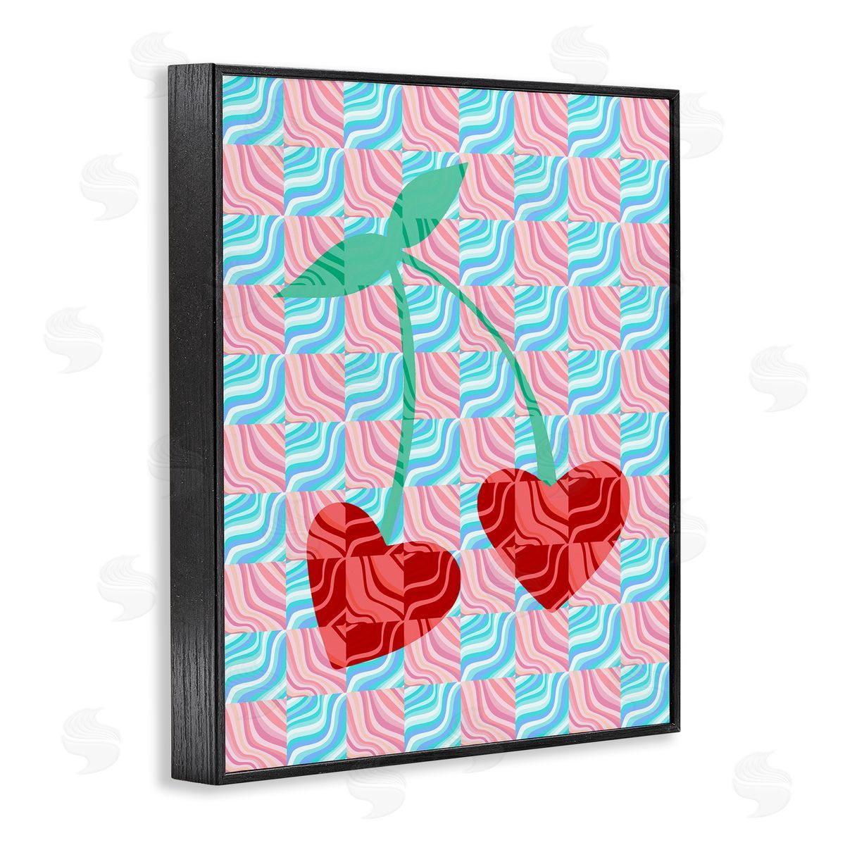 Groovy Checkered Cherries Black Frame Print Wall Art, Home Decor by Stupell Studio