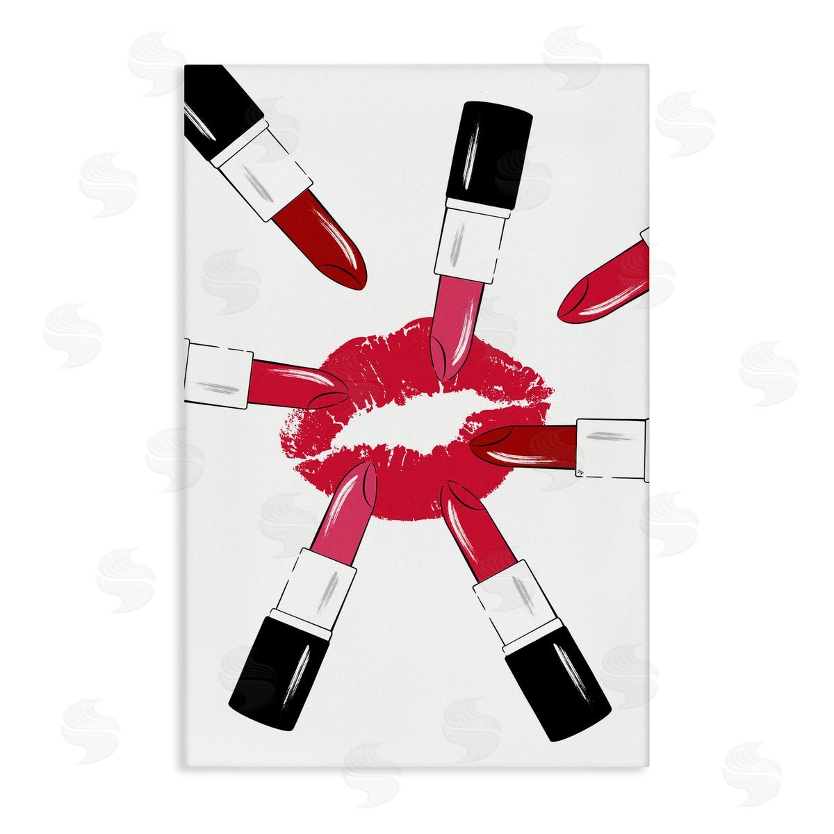 Lipsticks and Kiss Canvas Wall Art, Home Decor by Martina Pavlova