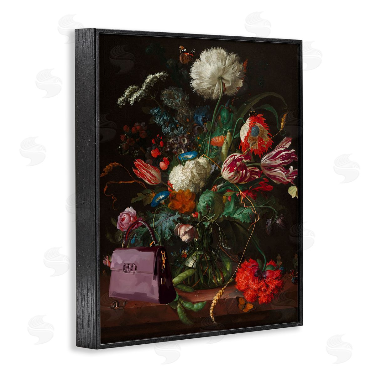 Glam Vintage Bouquet Black Frame Print Wall Art, Home Decor by Amelia Noyes