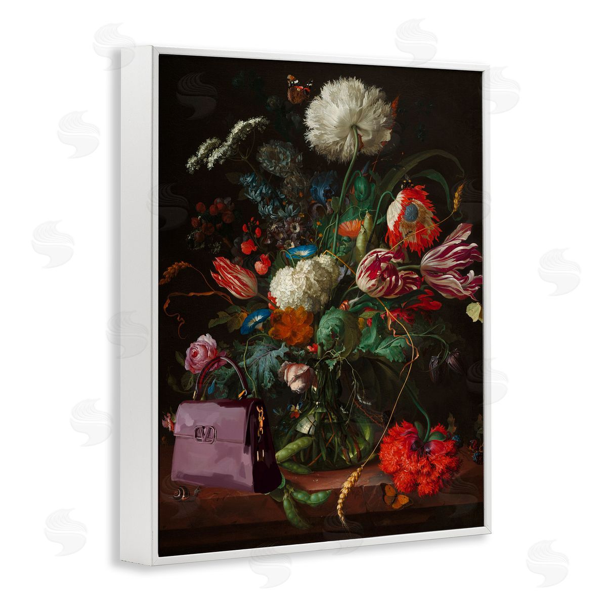 Glam Vintage Bouquet White Frame Print Wall Art, Home Decor by Amelia Noyes