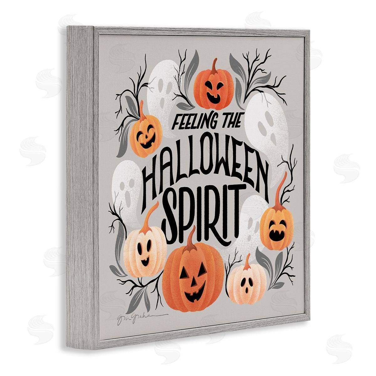 Feeling Halloween Spirit Grey Frame Print Wall Art, Home Decor by Gia Graham