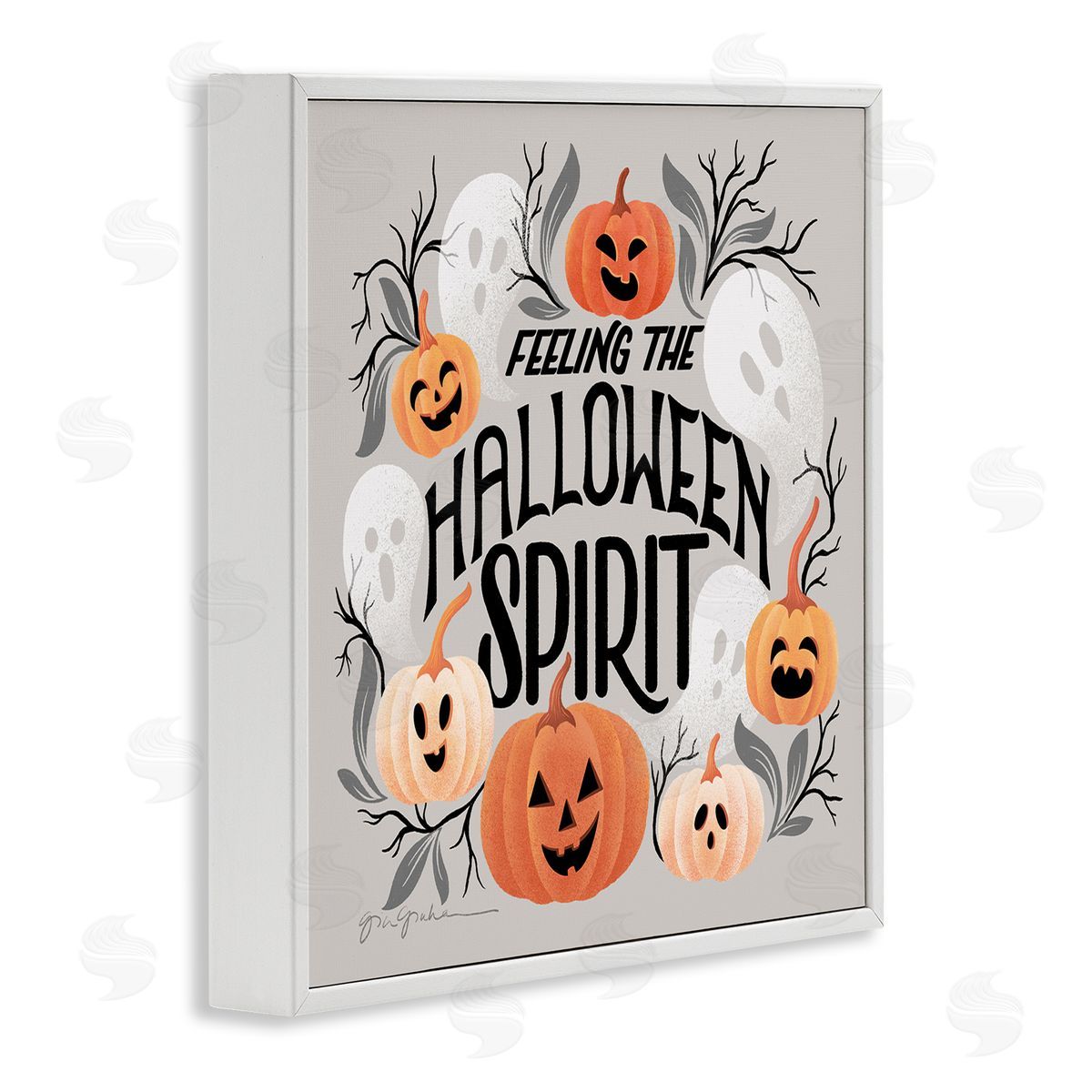 Feeling Halloween Spirit White Frame Print Wall Art, Home Decor by Gia Graham