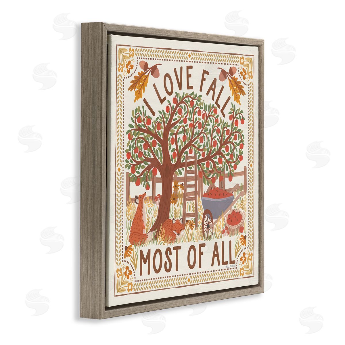 Love Fall Scenery Brown Floating Frame Canvas Wall Art, Home Decor by Laura Marshall
