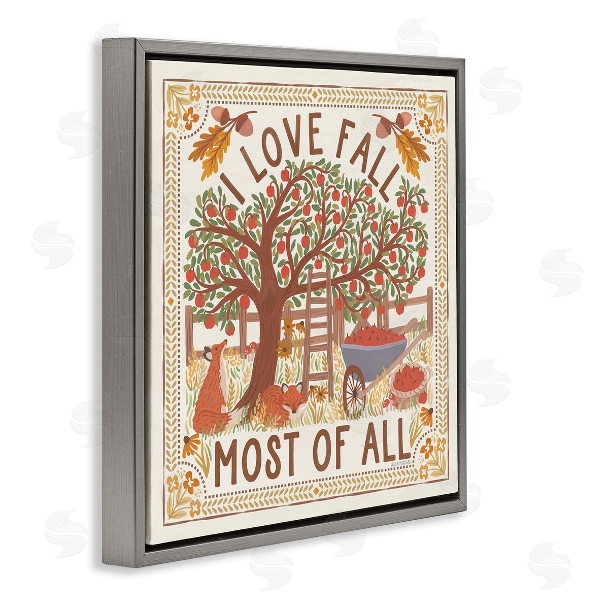 Love Fall Scenery Grey Floating Frame Canvas Wall Art, Home Decor by Laura Marshall