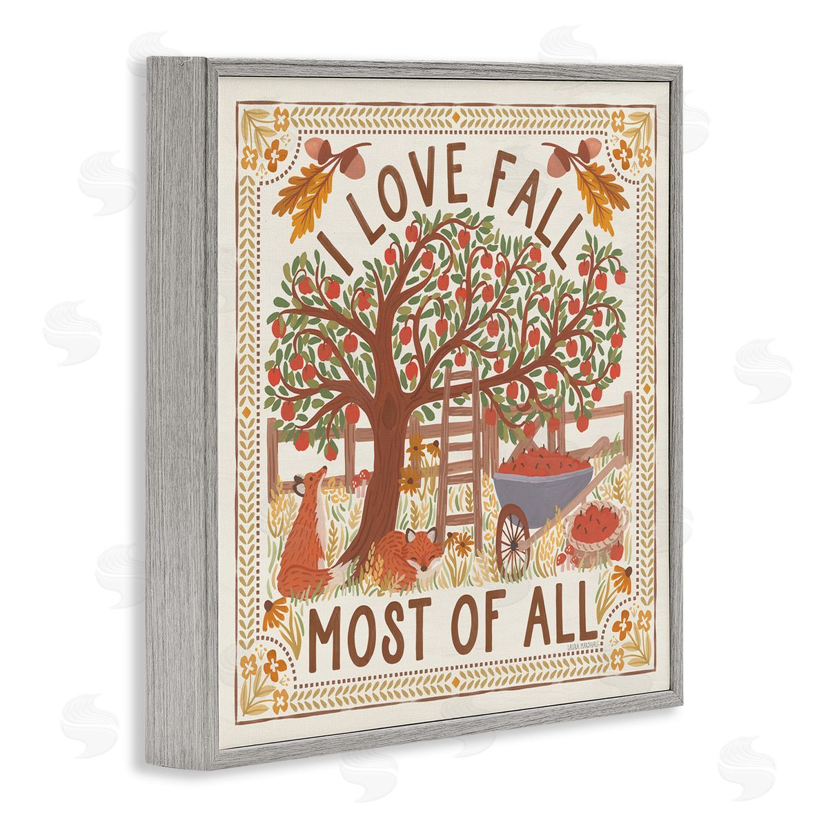 Love Fall Scenery Grey Frame Print Wall Art, Home Decor by Laura Marshall