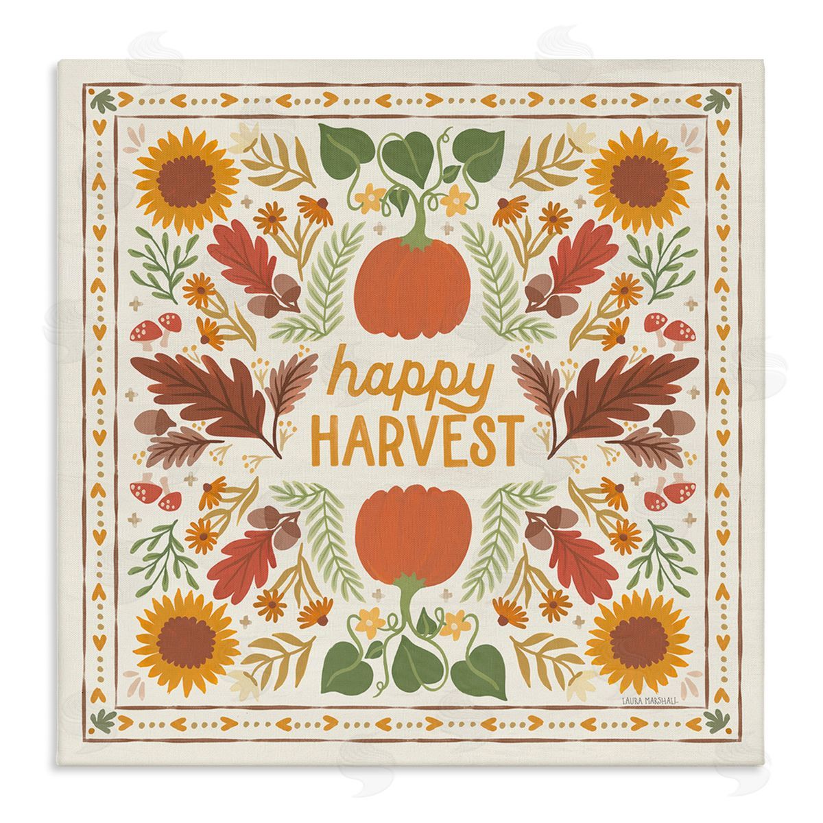 Happy Harvest Pattern Canvas Wall Art, Home Decor by Laura Marshall