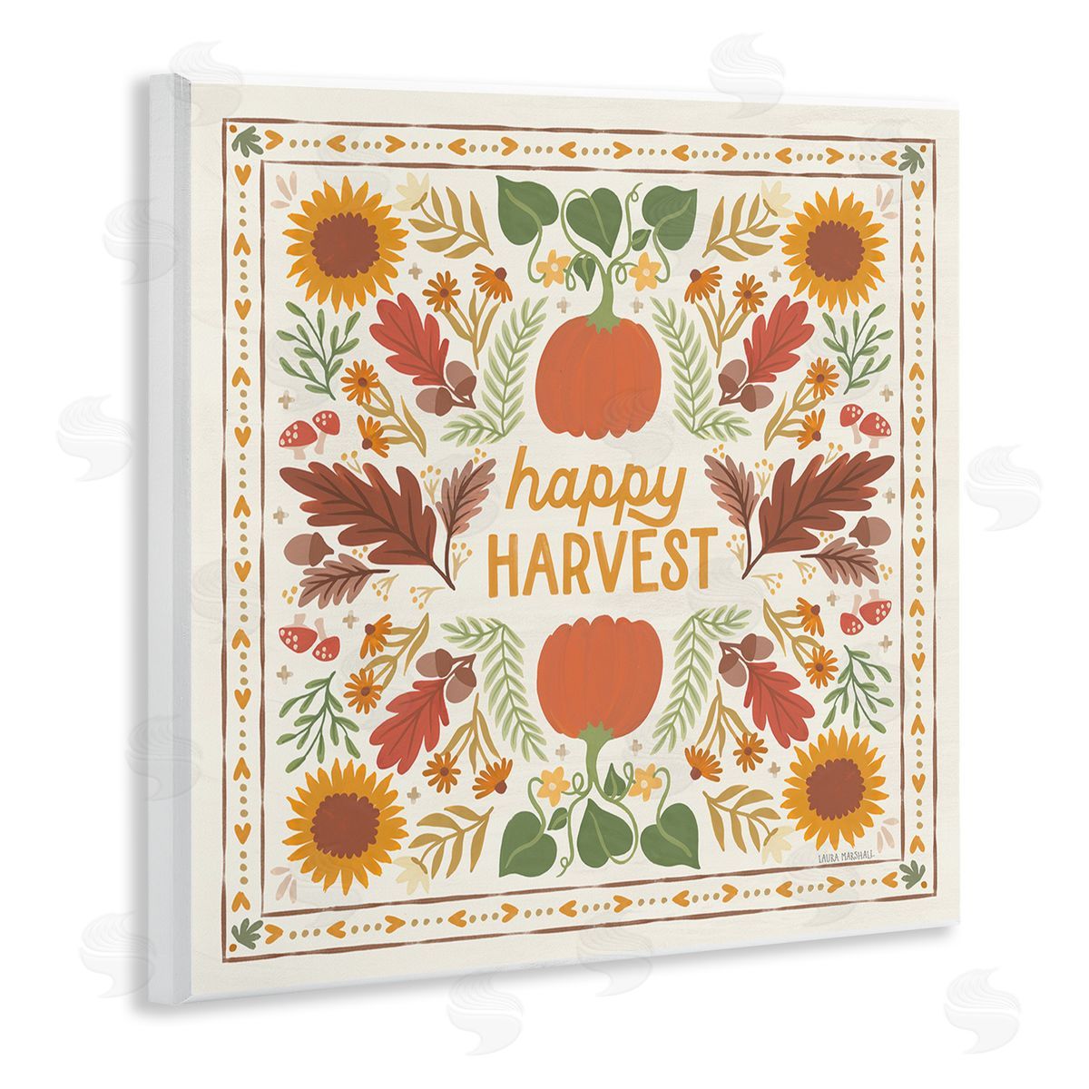 Happy Harvest Pattern Wood Plaque Wall Art, Home Decor by Laura Marshall