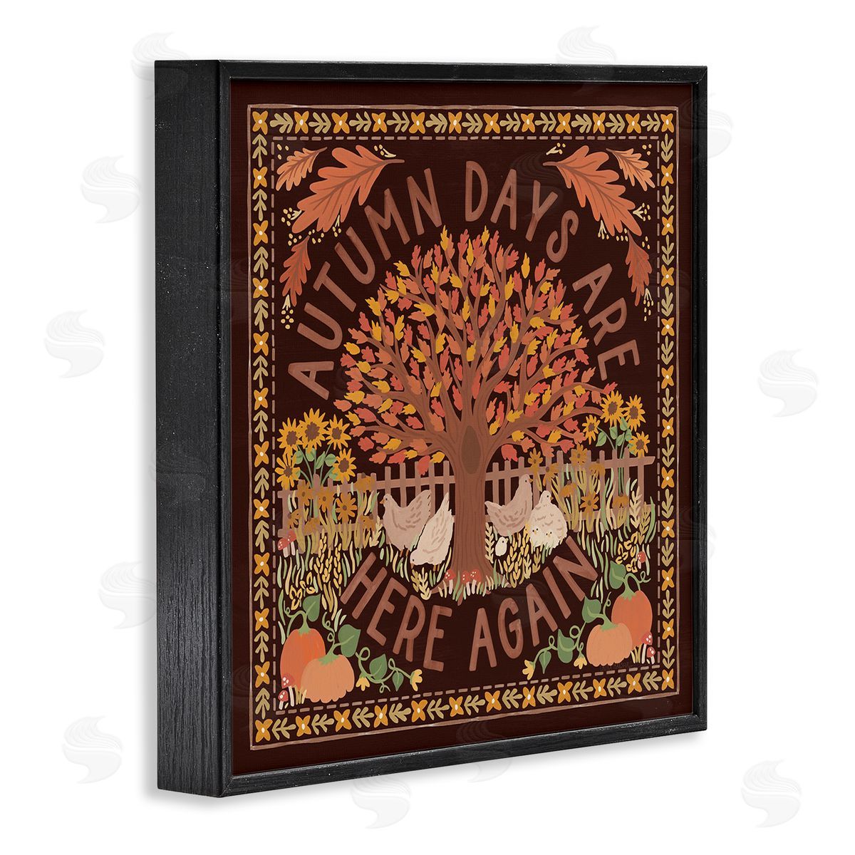 Autumn Days on Brown Black Frame Print Wall Art, Home Decor by Laura Marshall