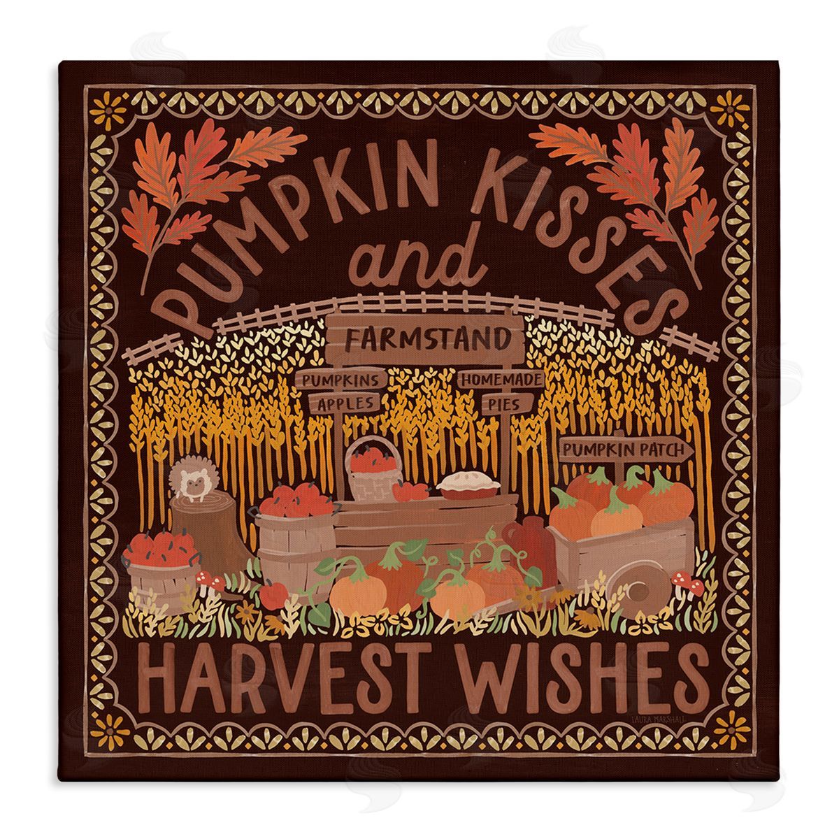 Autumn Harvest Wishes Canvas Wall Art, Home Decor by Laura Marshall