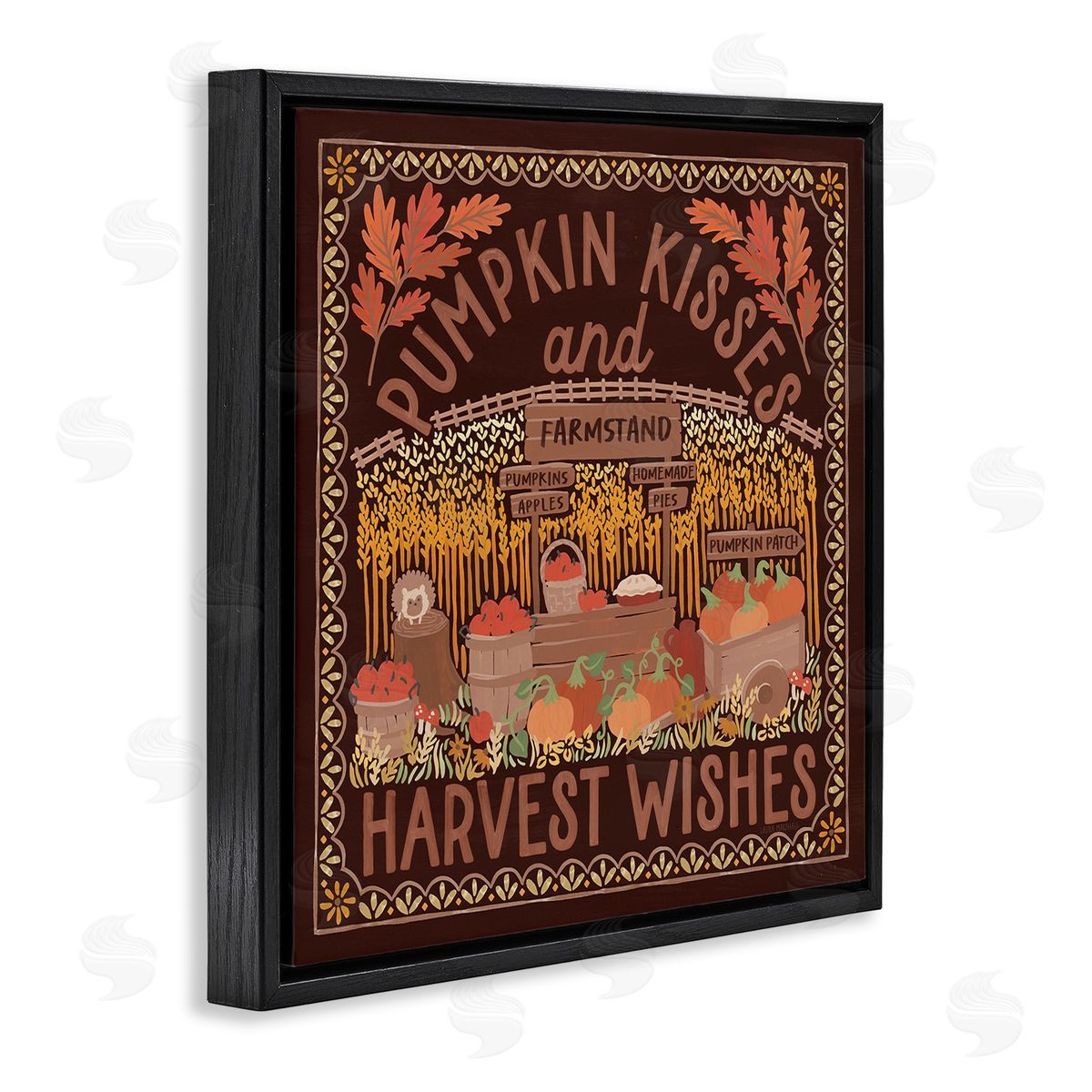 Autumn Harvest Wishes Black Floating Frame Canvas Wall Art, Home Decor by Laura Marshall