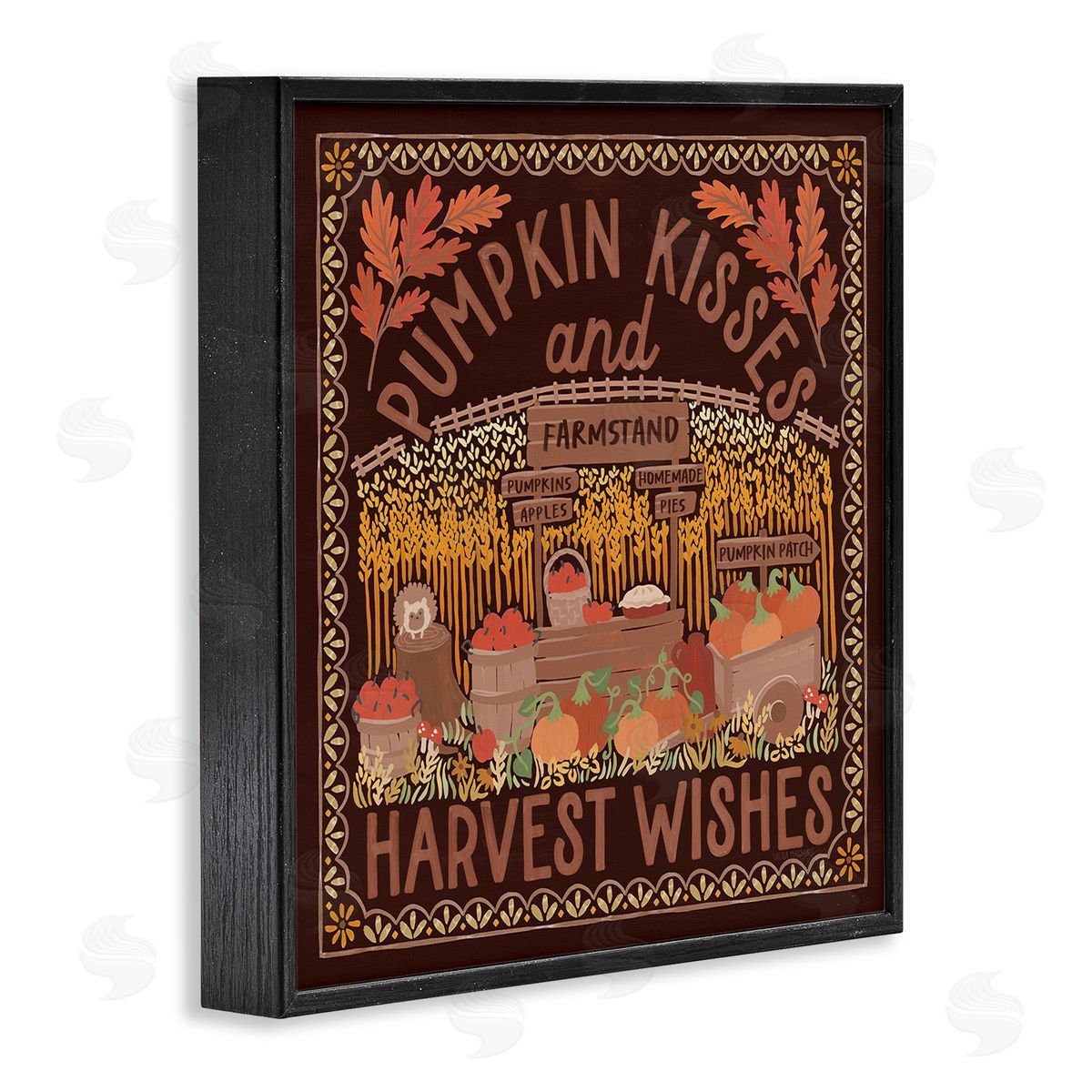 Autumn Harvest Wishes Black Frame Print Wall Art, Home Decor by Laura Marshall