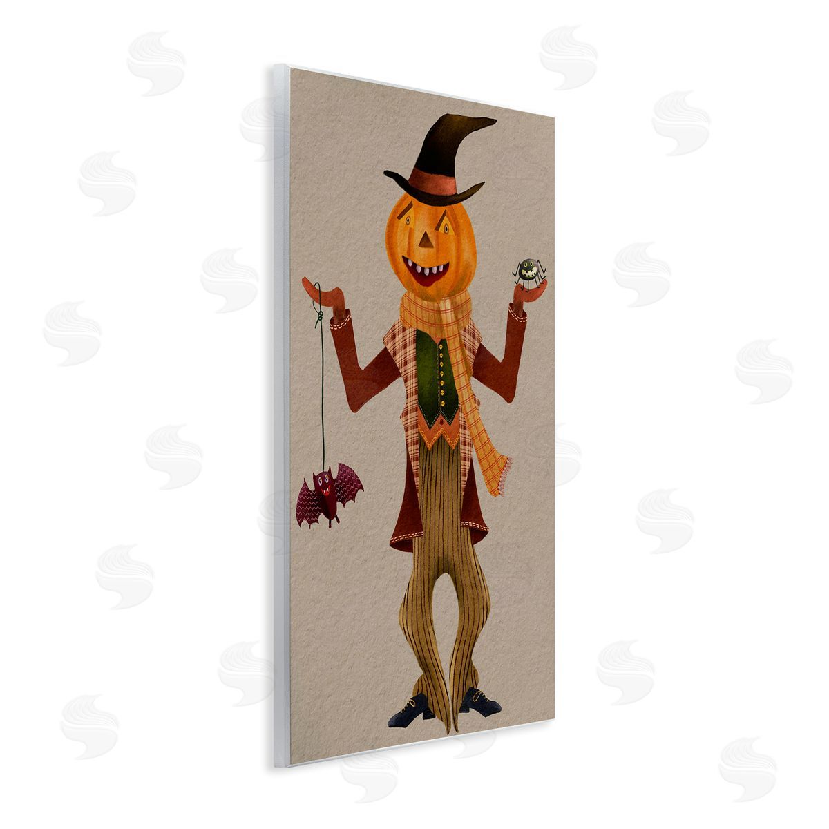 Halloween Scarecrow and Bat Wood Plaque Wall Art, Home Decor by Regina Moore