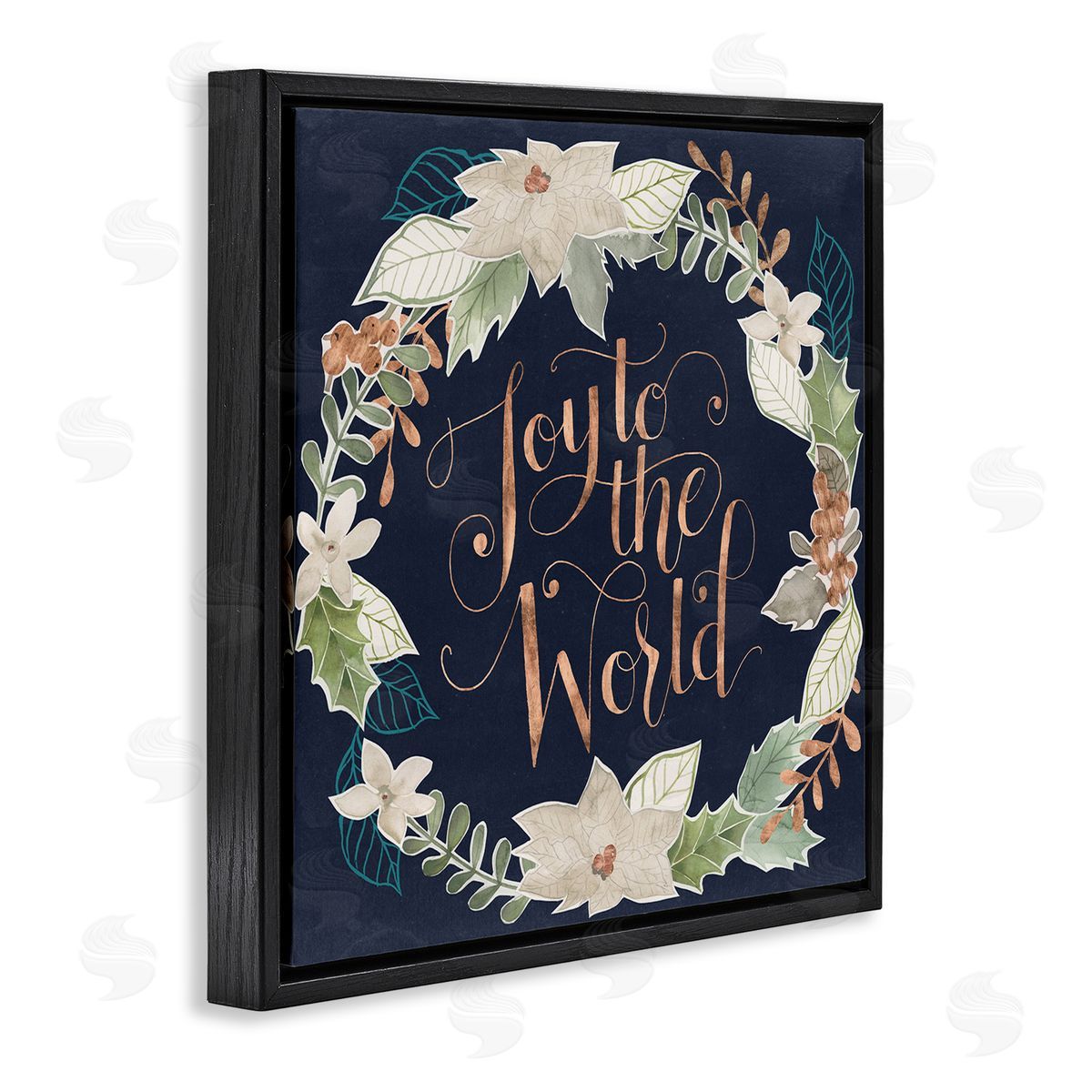 Joy To The World Black Floating Frame Canvas Wall Art, Home Decor by Grace Popp