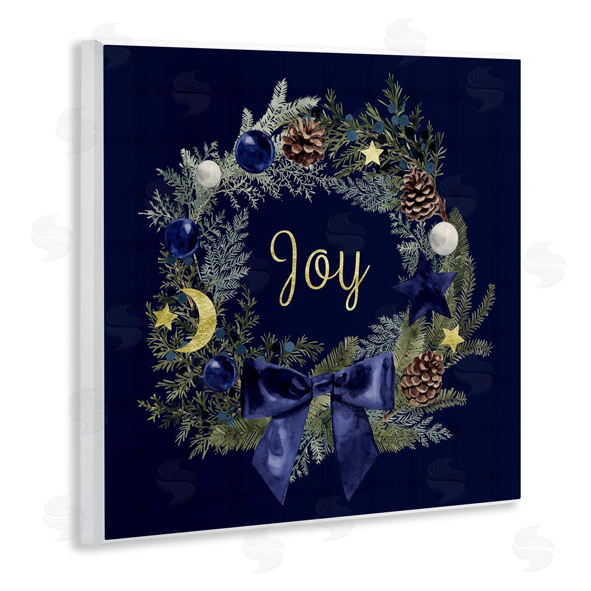Joy Holiday Wreath Wood Plaque Wall Art, Home Decor by Victoria Barnes