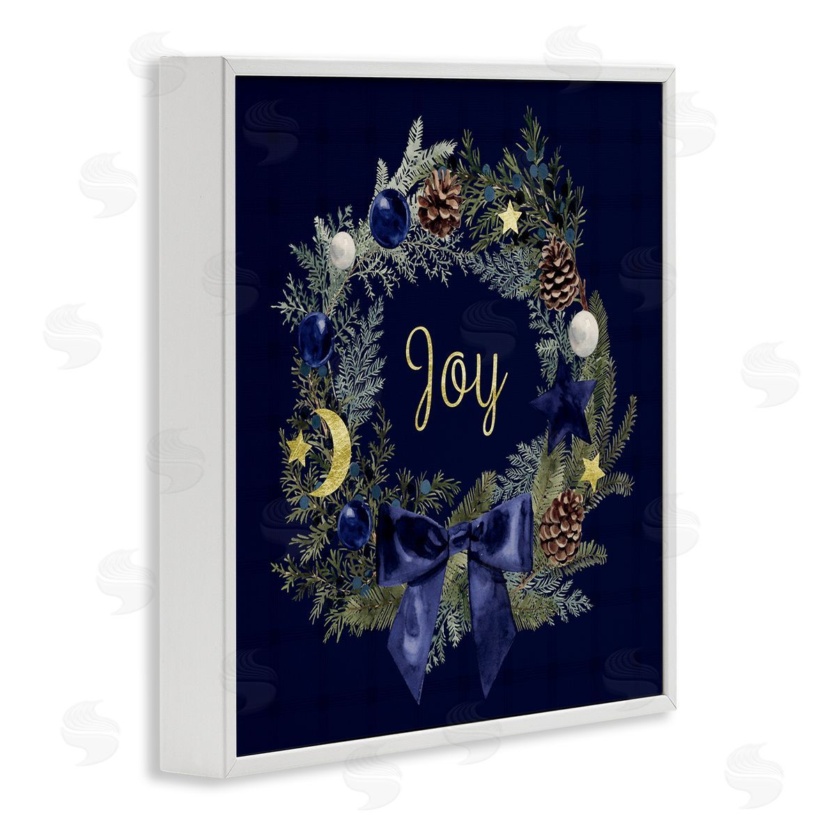 Joy Holiday Wreath White Frame Print Wall Art, Home Decor by Victoria Barnes
