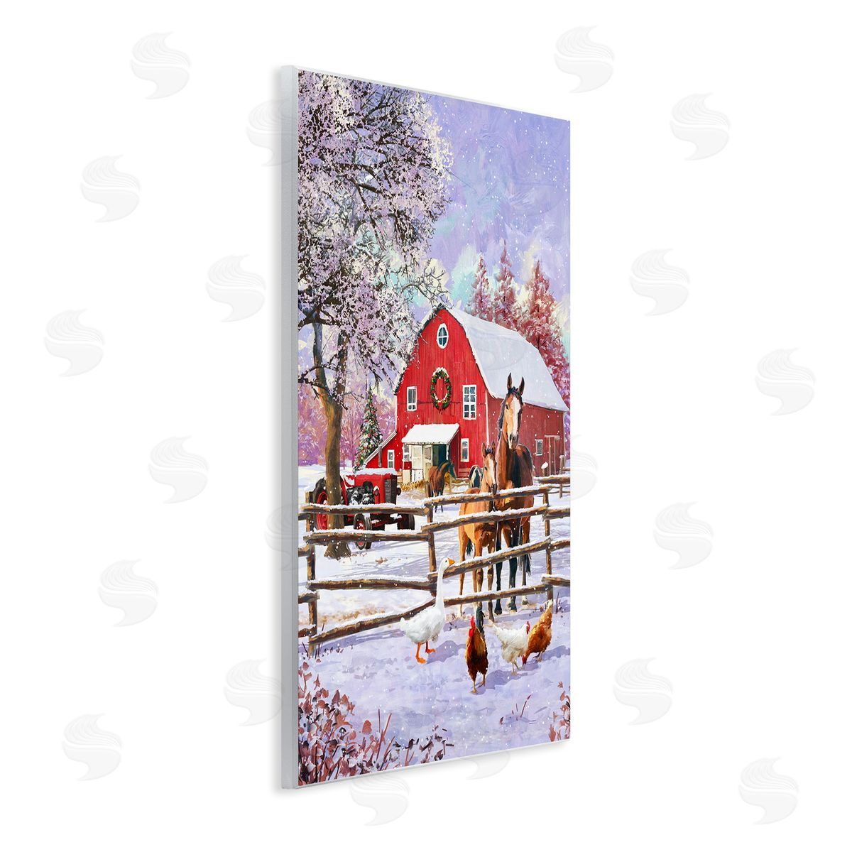 Winter Farm Scene Wood Plaque Wall Art, Home Decor by Pip Wilson