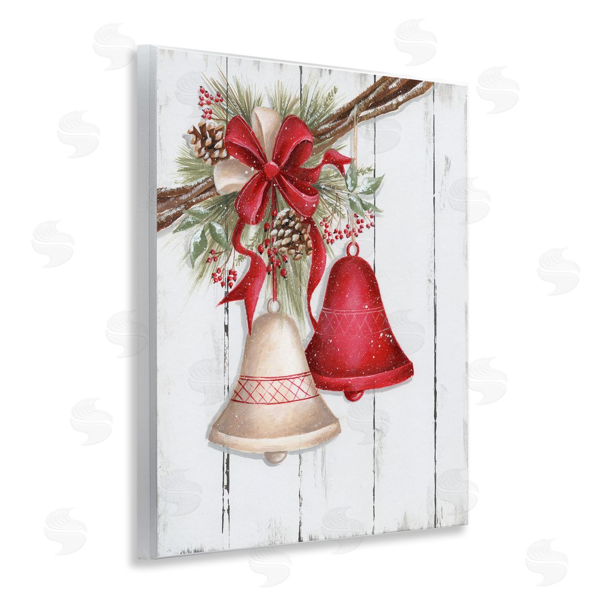 Rustic Winter Bells Wood Plaque Wall Art, Home Decor by Emma Leach