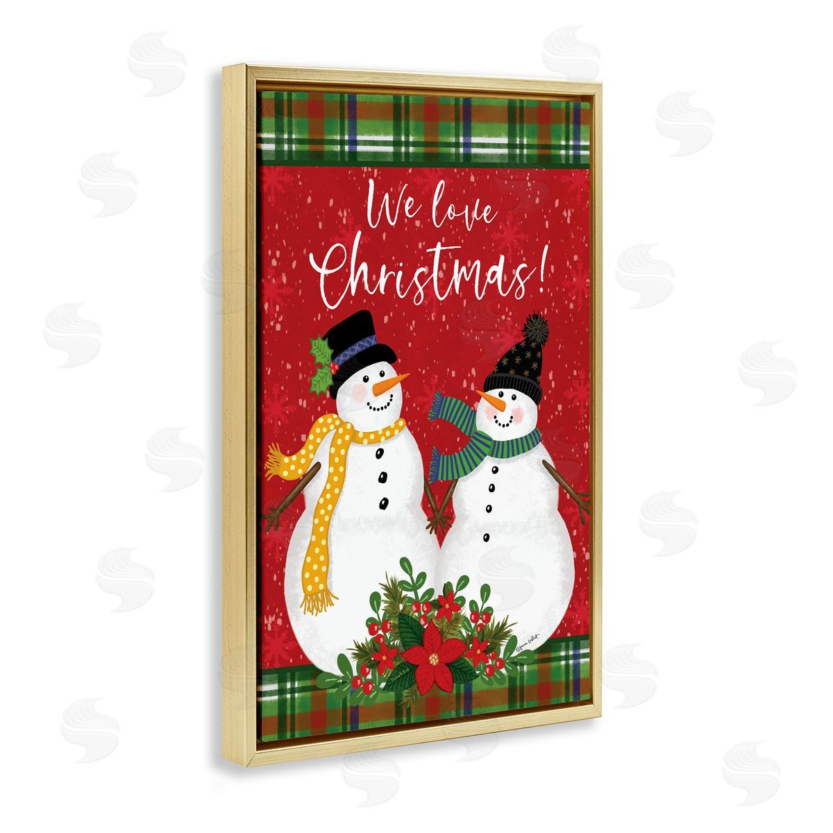 We Love Christmas Gold Floating Frame Canvas Wall Art, Home Decor by Annie LaPoint