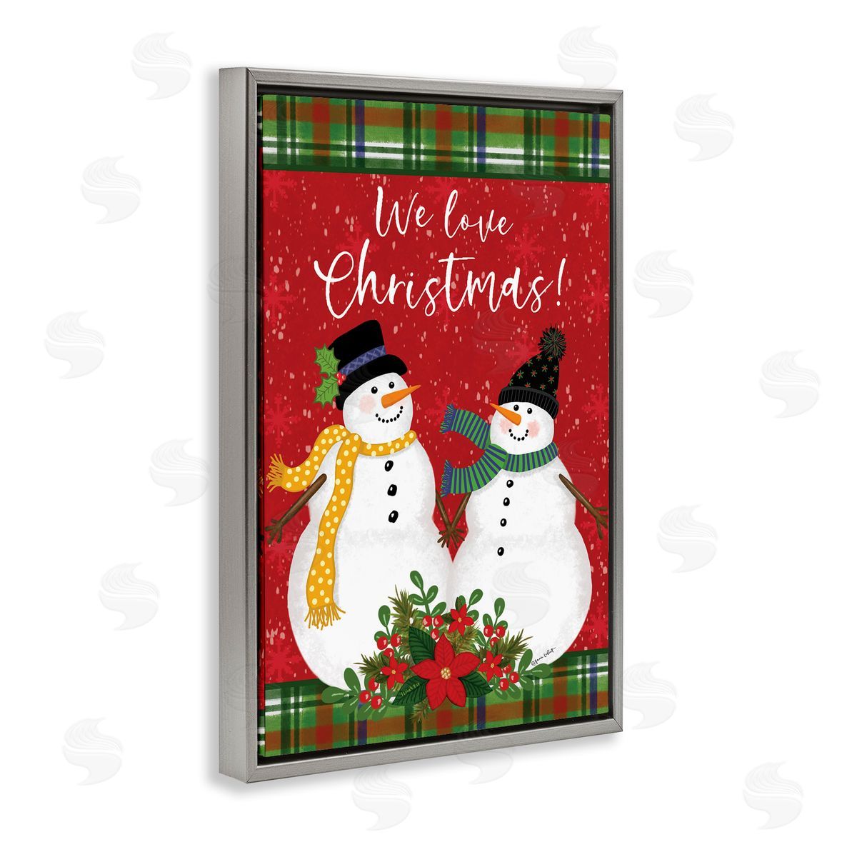 We Love Christmas Grey Floating Frame Canvas Wall Art, Home Decor by Annie LaPoint