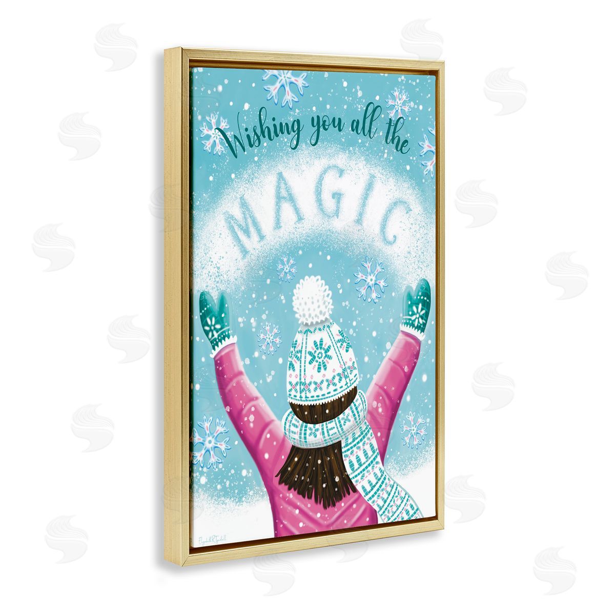 Wishing You Magic Gold Floating Frame Canvas Wall Art, Home Decor by Elizabeth Tyndall