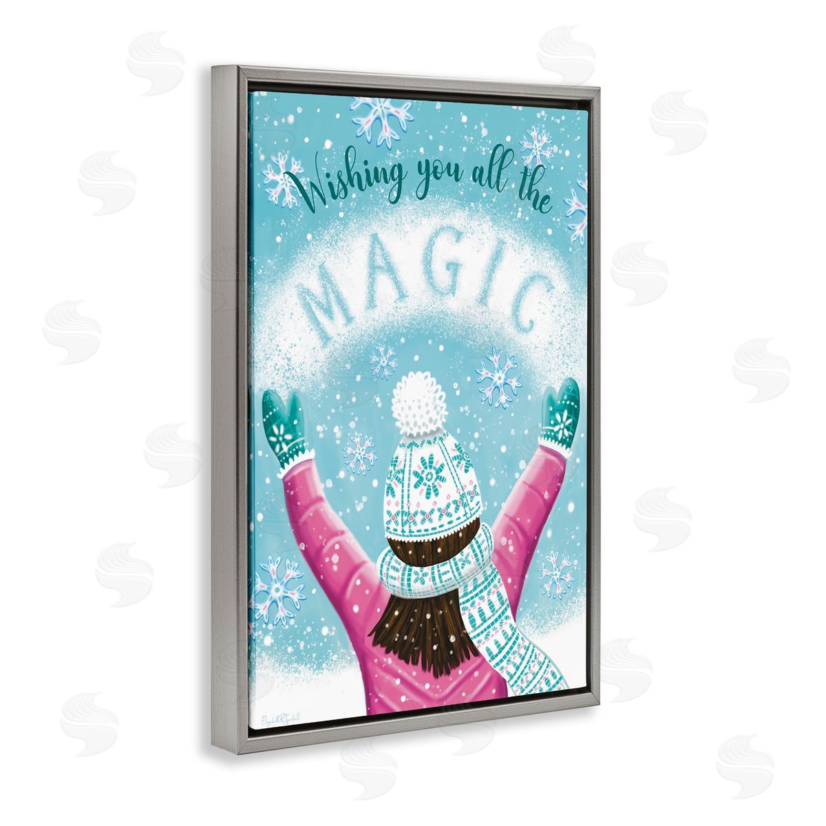 Wishing You Magic Grey Floating Frame Canvas Wall Art, Home Decor by Elizabeth Tyndall
