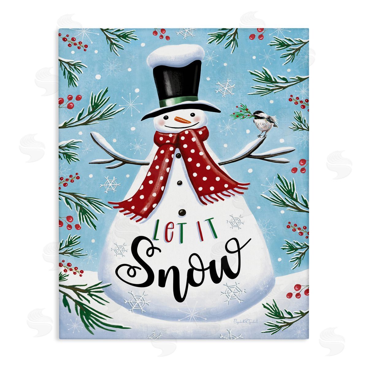 Let It Snow Phrase Canvas Wall Art, Home Decor by Elizabeth Tyndall