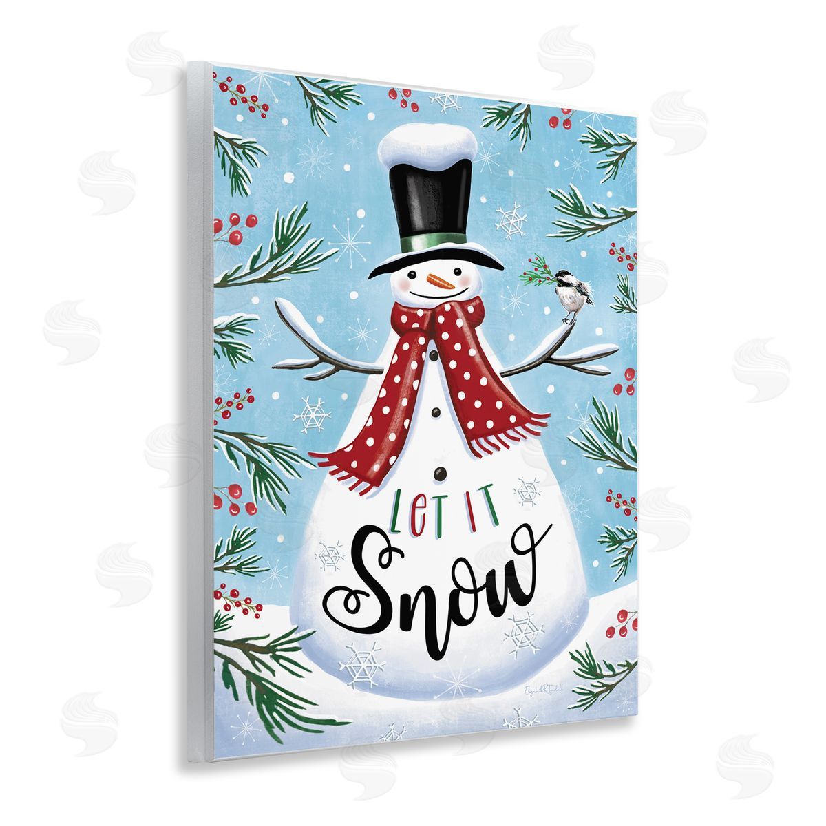 Let It Snow Phrase Wood Plaque Wall Art, Home Decor by Elizabeth Tyndall