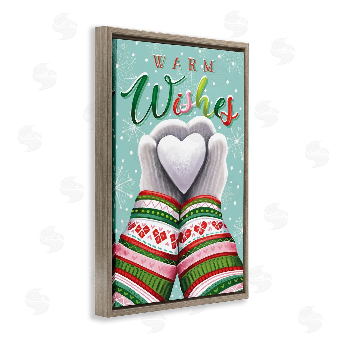 Warm Wishes with Heart Brown Floating Frame Canvas Wall Art, Home Decor by Elizabeth Tyndall