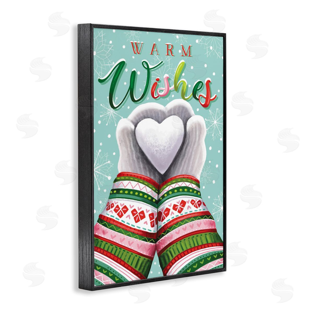 Warm Wishes with Heart Black Frame Print Wall Art, Home Decor by Elizabeth Tyndall
