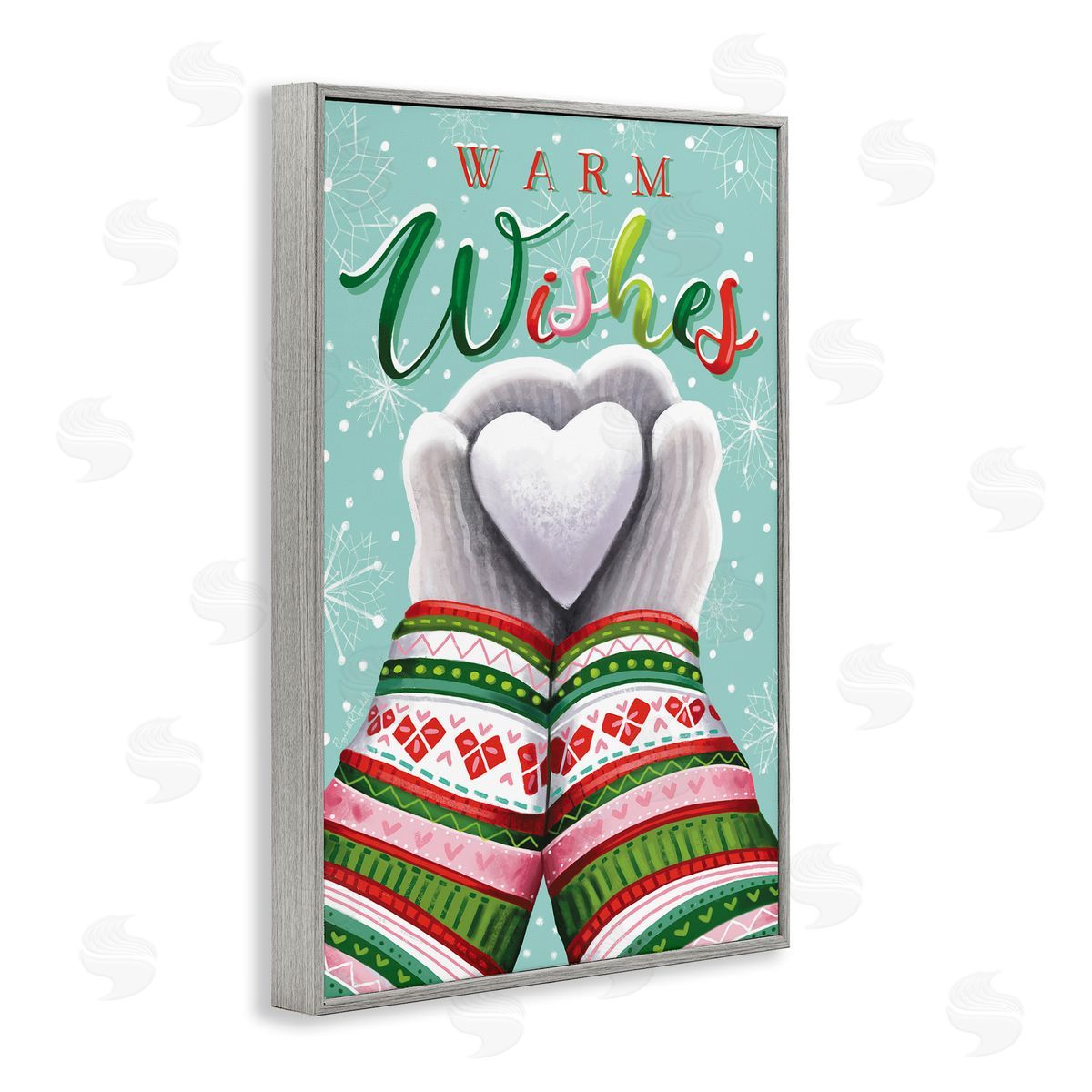 Warm Wishes with Heart Grey Frame Print Wall Art, Home Decor by Elizabeth Tyndall