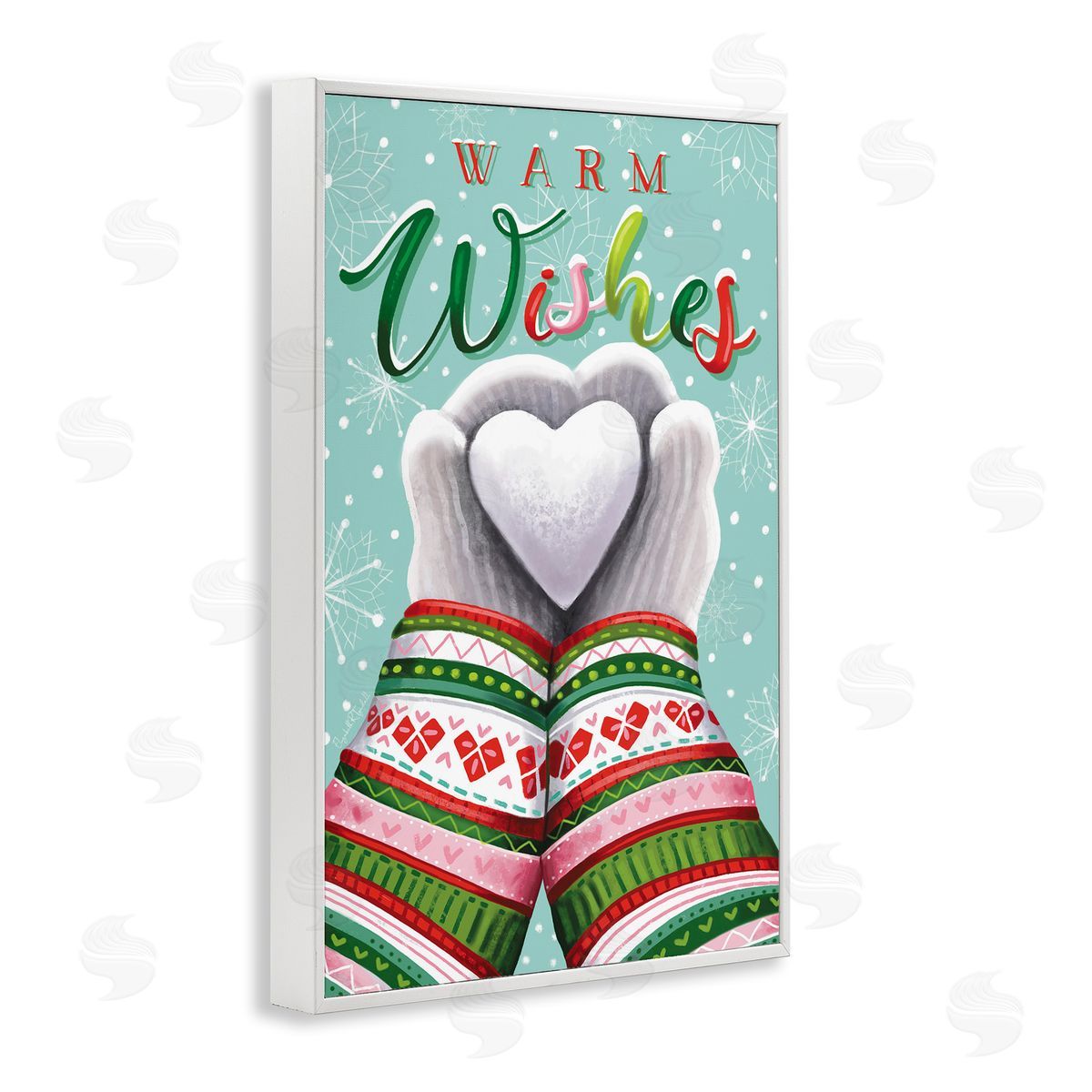 Warm Wishes with Heart White Frame Print Wall Art, Home Decor by Elizabeth Tyndall