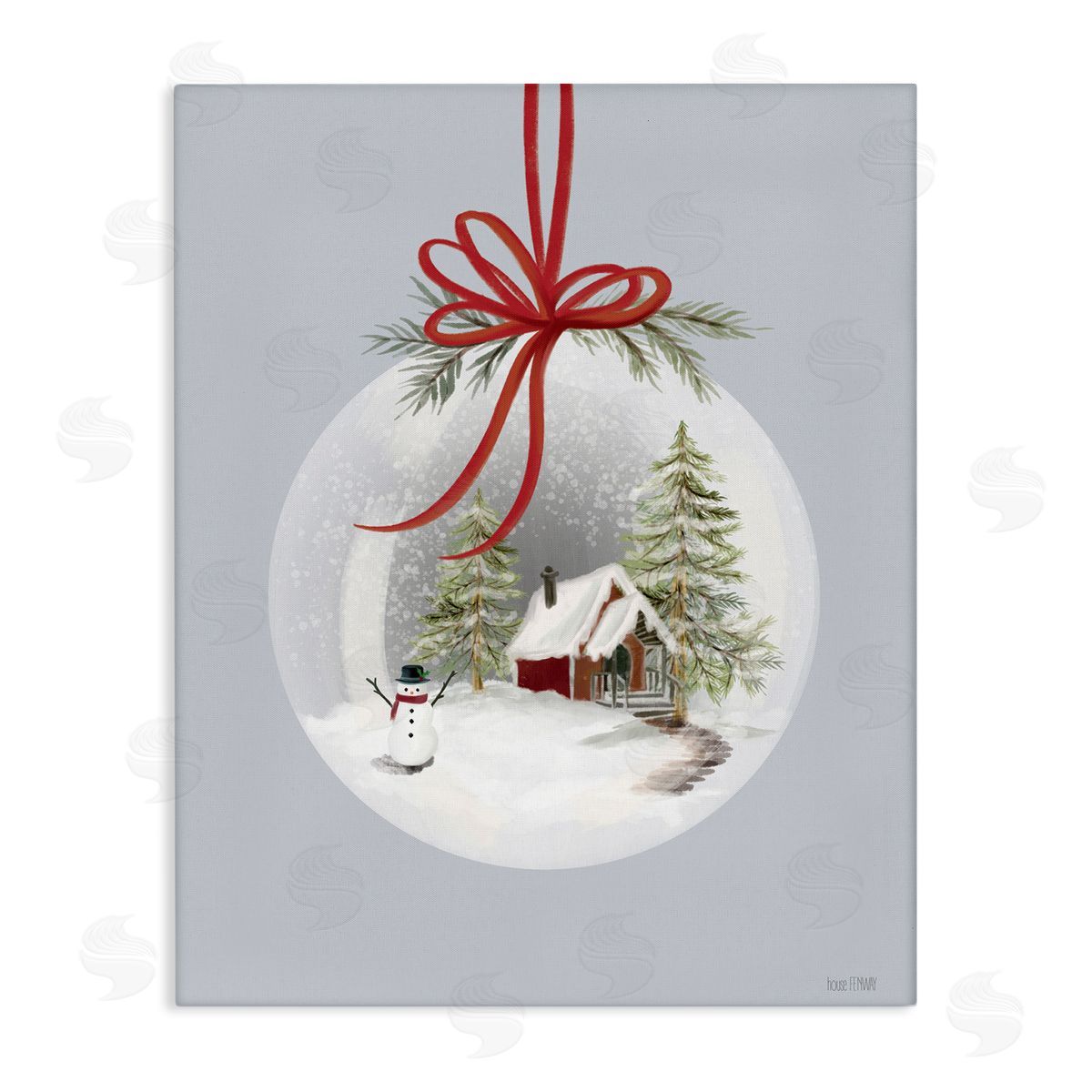 Cottage Scene Snowglobe Canvas Wall Art, Home Decor by House Fenway