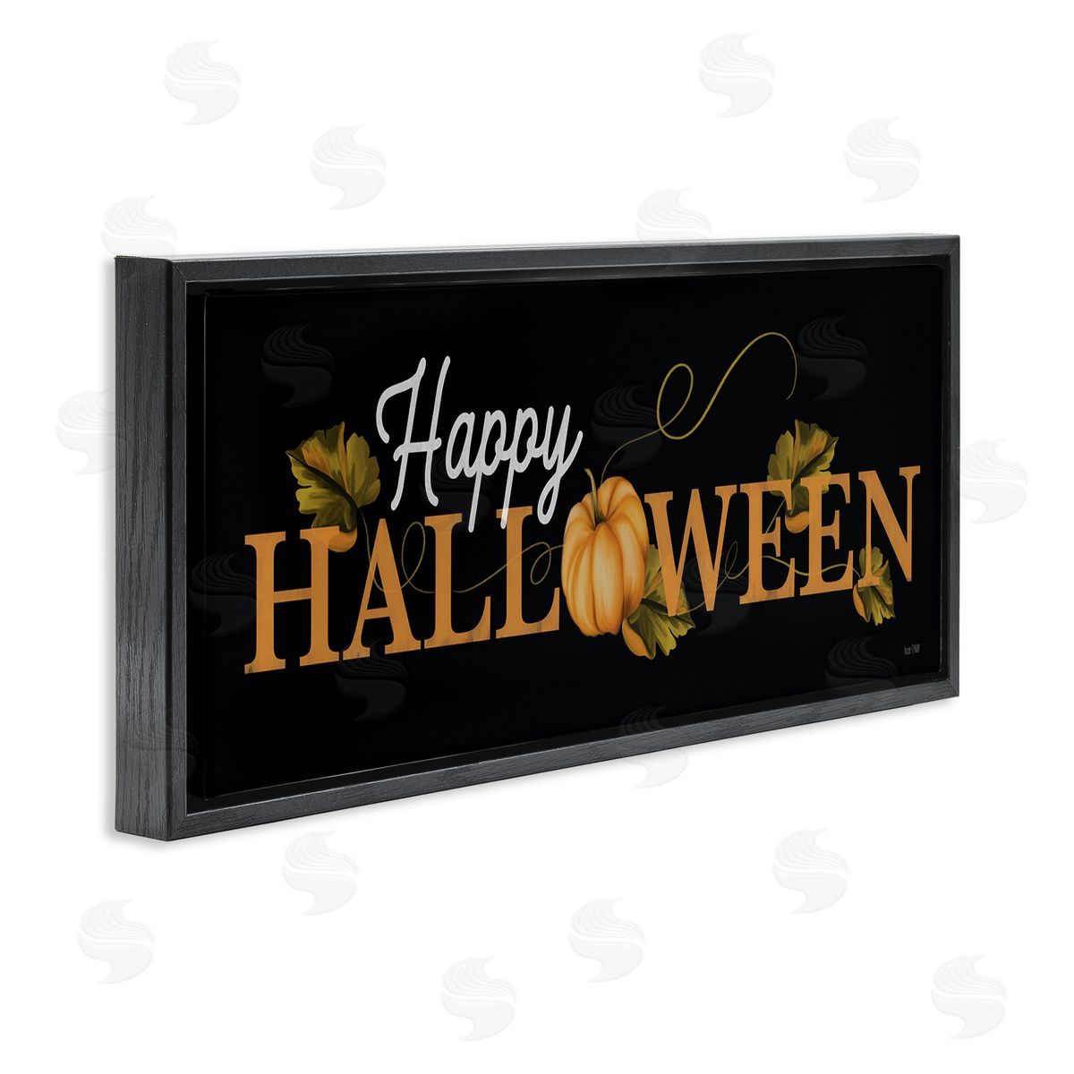 Happy Halloween on Black Black Floating Frame Canvas Wall Art, Home Decor by House Fenway