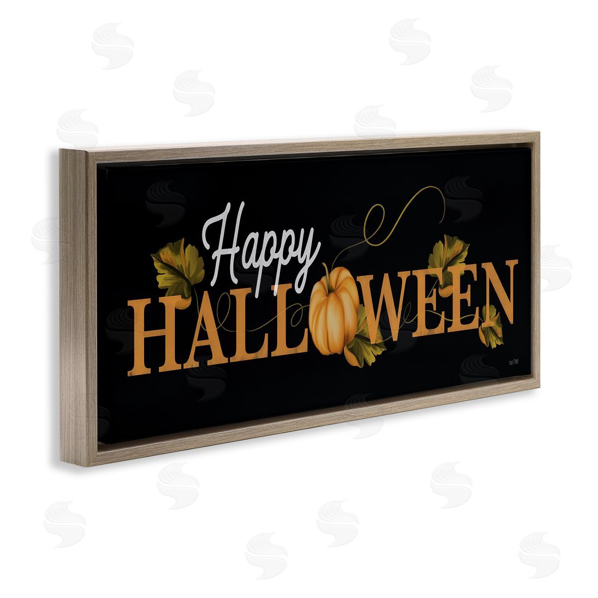 Happy Halloween on Black Brown Floating Frame Canvas Wall Art, Home Decor by House Fenway