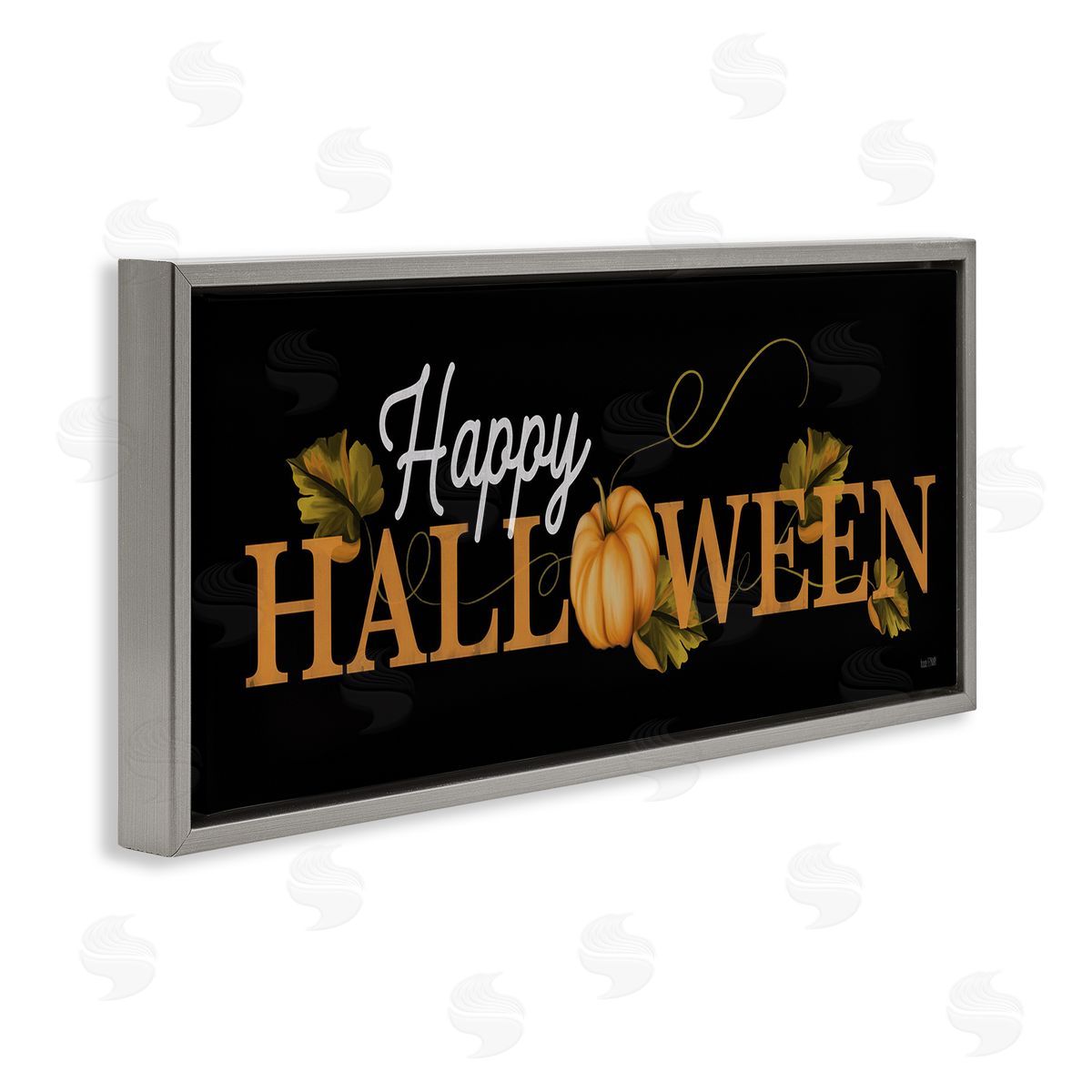 Happy Halloween on Black Grey Floating Frame Canvas Wall Art, Home Decor by House Fenway