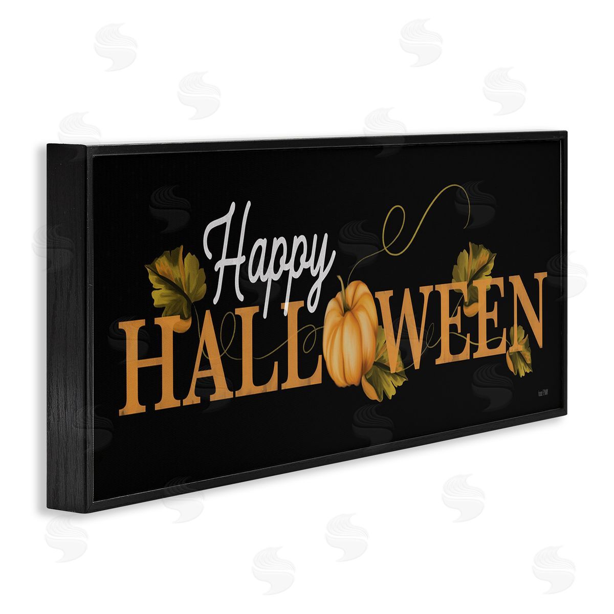 Happy Halloween on Black Black Frame Print Wall Art, Home Decor by House Fenway
