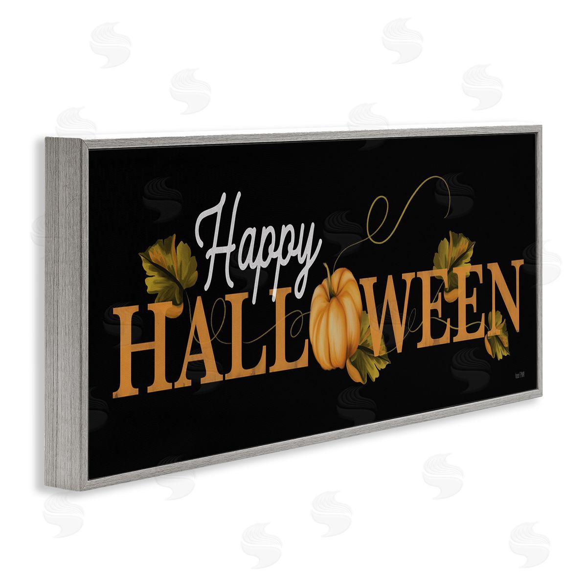 Happy Halloween on Black Grey Frame Print Wall Art, Home Decor by House Fenway