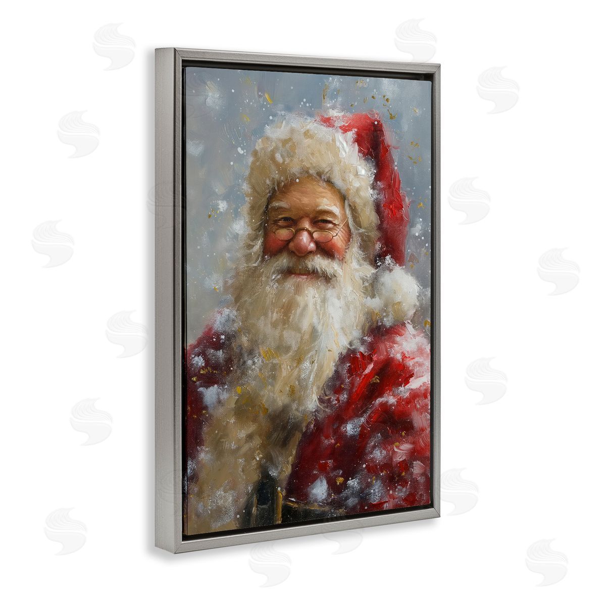 Smiling Santa Portrait Grey Floating Frame Canvas Wall Art, Home Decor by Imagine It Images